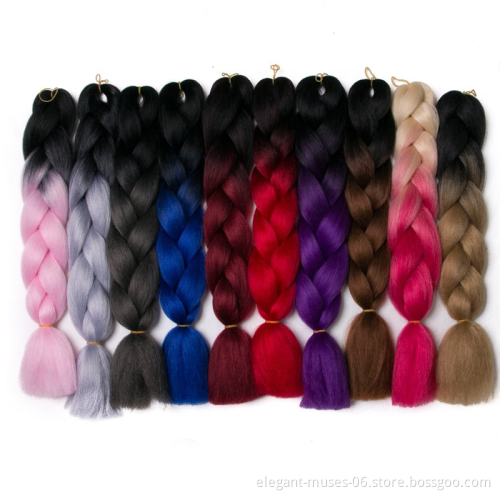 Hot selling Wholesale 100g African Crochet Braids Hair 24 inch Synthetic Hair Extensions Jumbo Ombre Braiding Hair